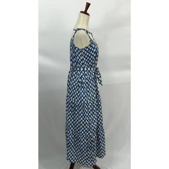 EMERSON FRY India Collection Sz XS/S Button Front Sundress Sisters Blue Block - Picture 8 of 13